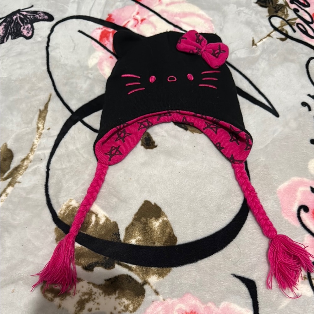 Sanrio Black and Pink Cat Ear Hat